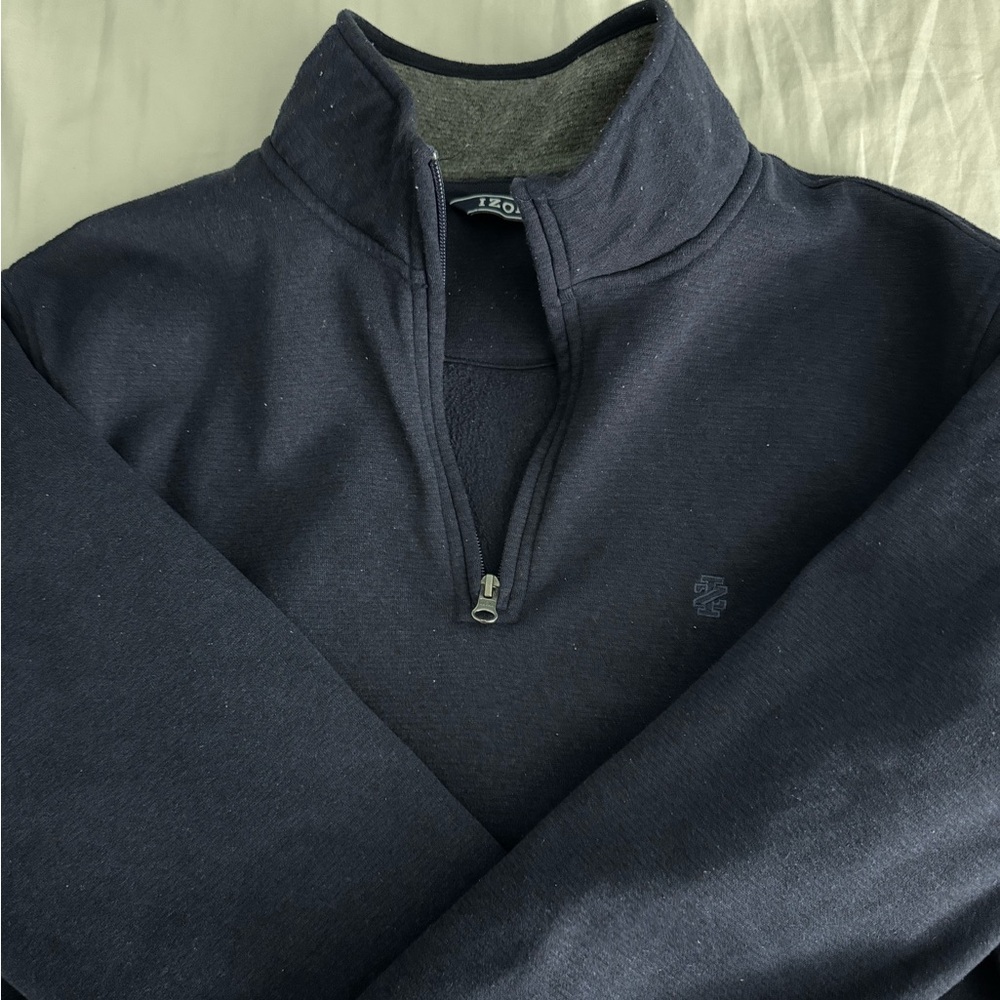 Izod Men's Dark Blue Zip-Up Sweater